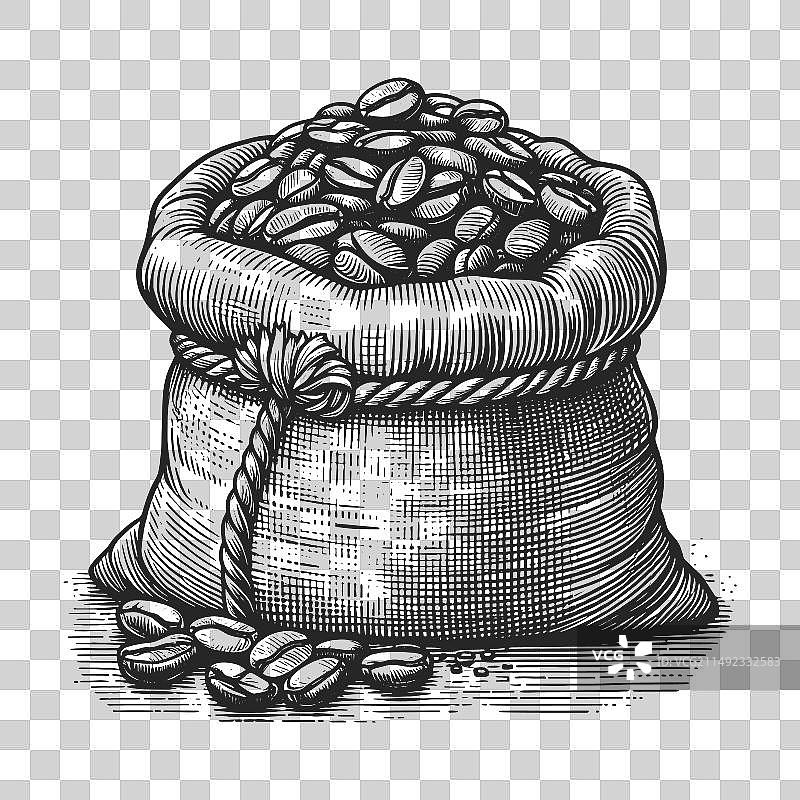 咖啡豆麻袋雕刻图片素材