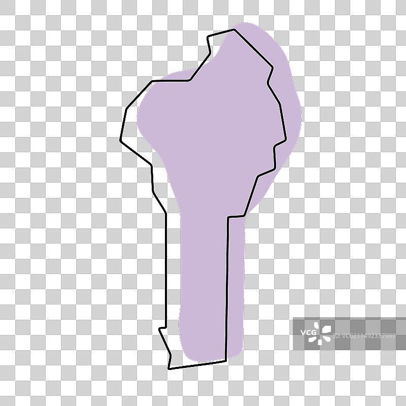 贝宁简化地图图片素材