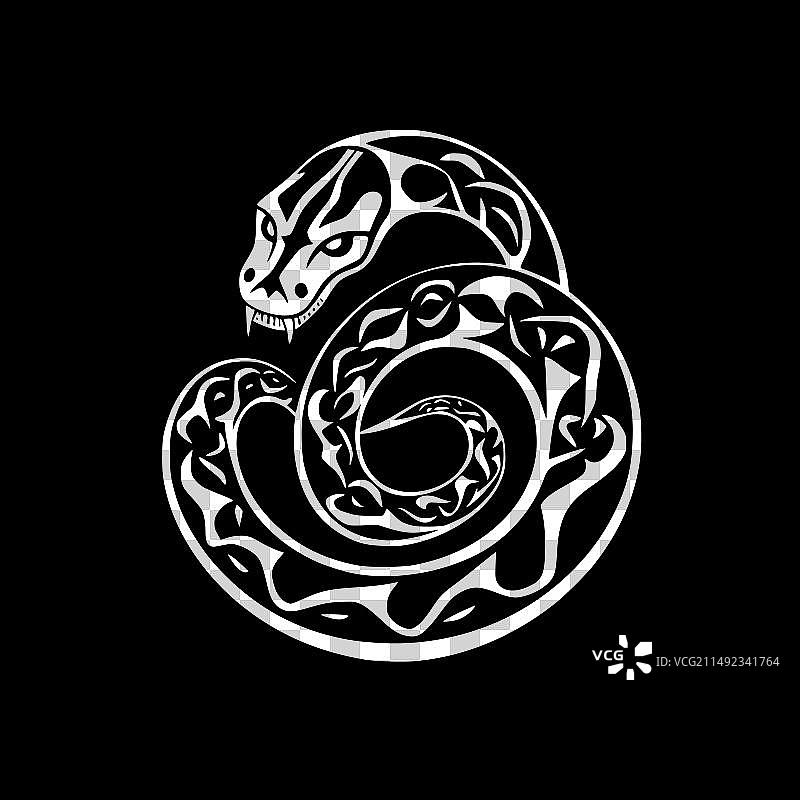 蛇 - 黑白隔离图标图片素材