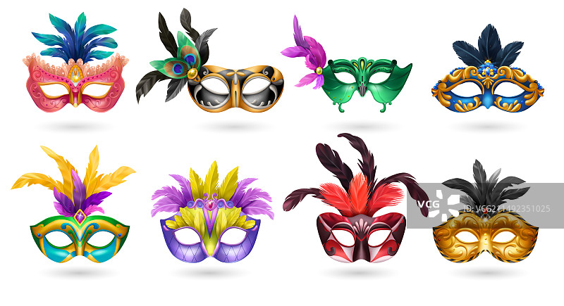 威尼斯狂欢节彩色面具女士眼部彩绘图片素材