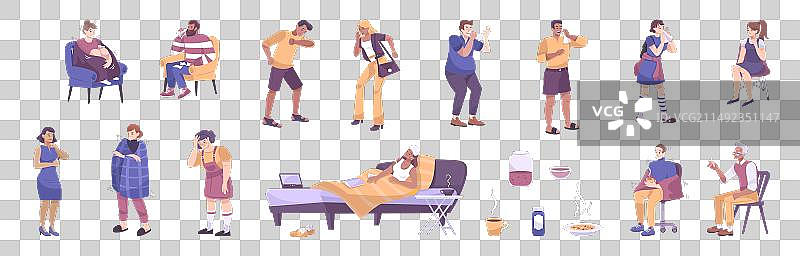 感冒症状图标合集图片素材