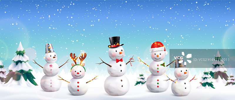 冬季雪人场景背景图片素材