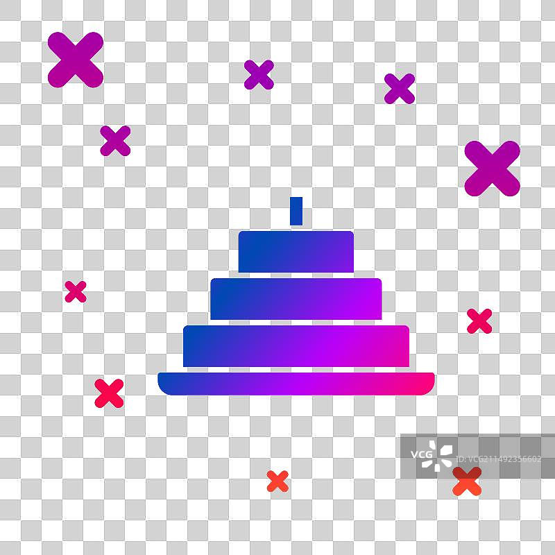 彩色带燃烧蜡烛的蛋糕图标图片素材