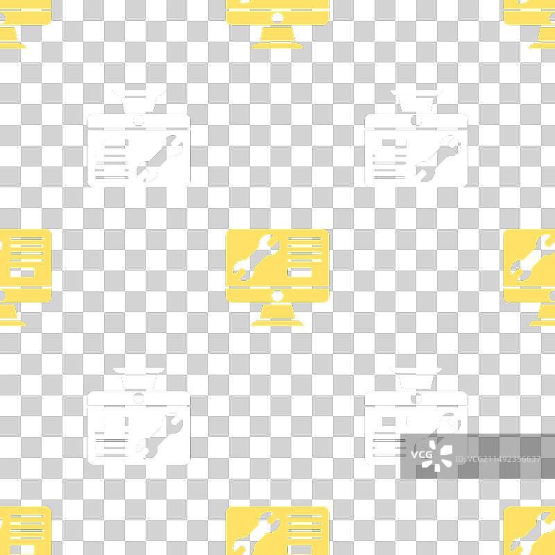 带有扳手图标的黄色电脑显示器图片素材