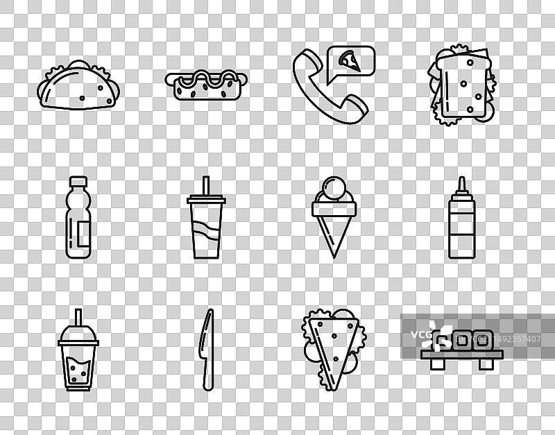 线条集：柠檬水玻璃杯与吸管图片素材