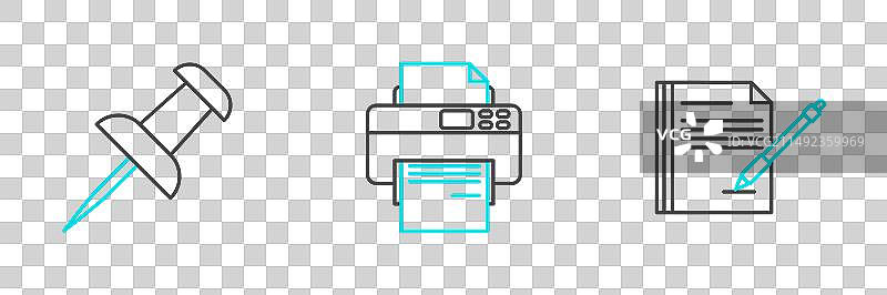 空白笔记本和笔图钉图片素材