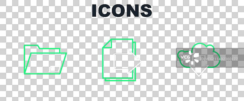 云下载、文档文件夹和下一步线条组合图片素材