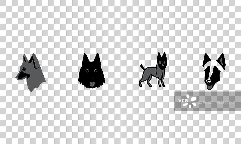 简约风格比利时牧羊犬图标图片素材