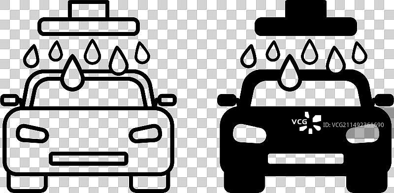 车辆黑白洗车图标图片素材