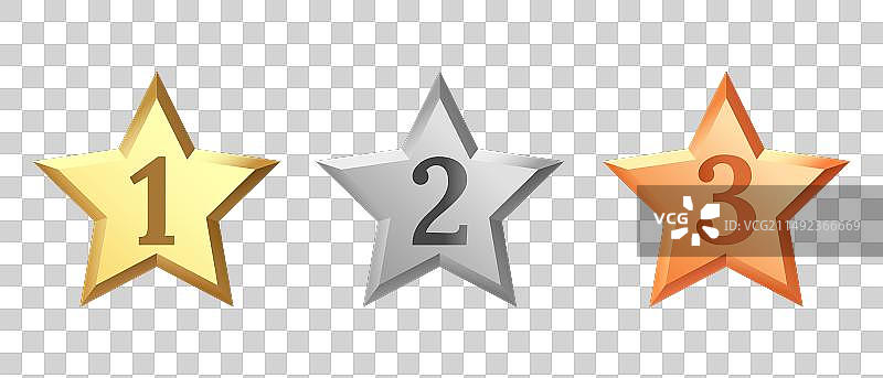 金色青铜色银色光泽金属星星3D图片素材