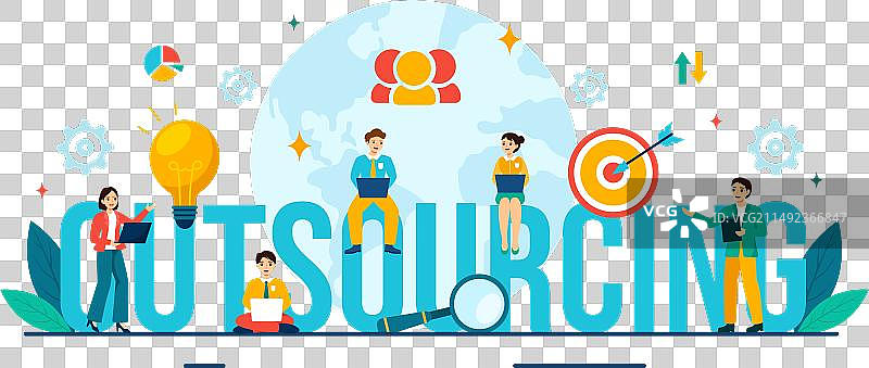 具有团队合作理念的外包业务图片素材