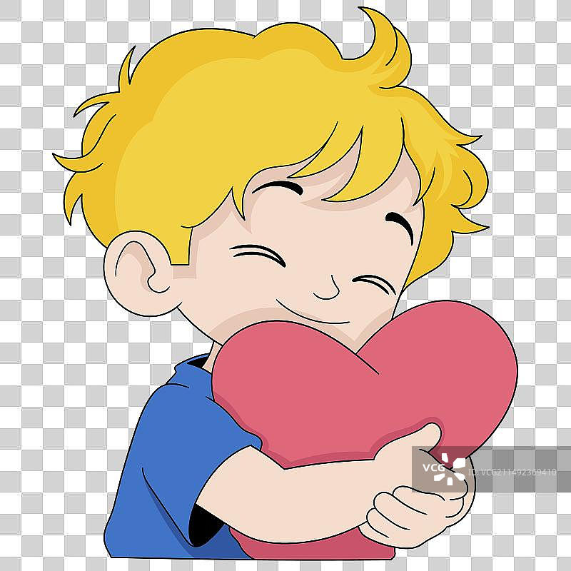 爱上帅气男孩的卡通涂鸦图片素材