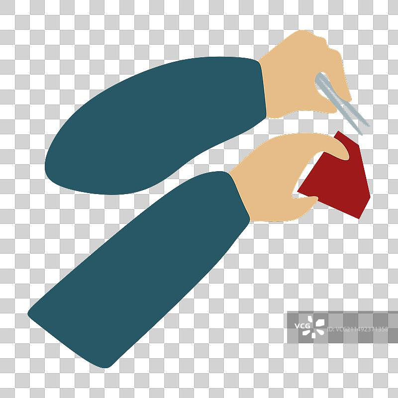 扁平风格珠宝商用镊子夹红宝石图片素材