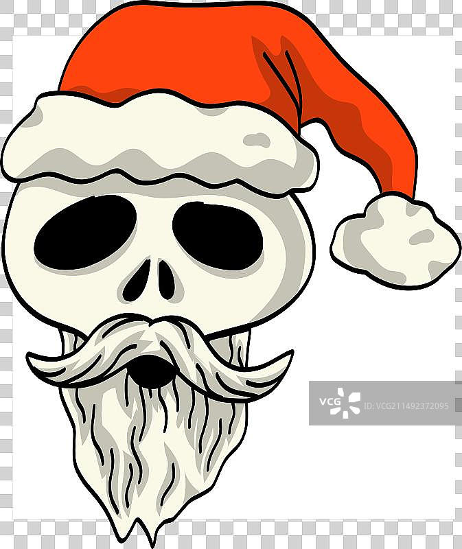 圣诞老人骷髅胡须卡通图片素材
