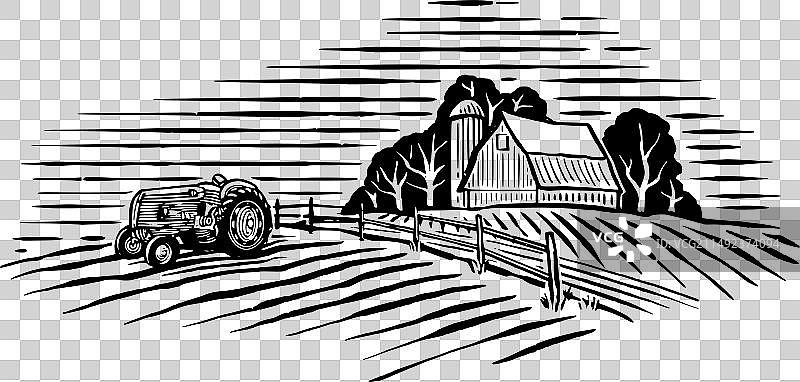 农用拖拉机和道路图标图片素材