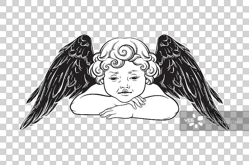 可爱的天使宝宝插画图片素材