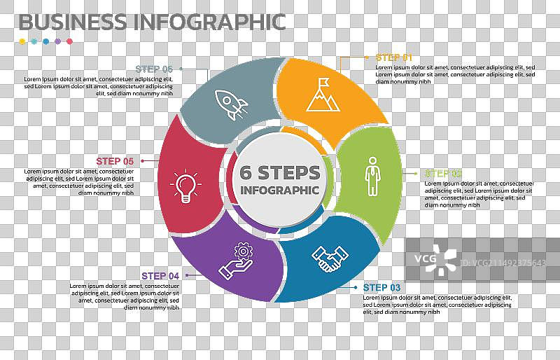 视觉数据展示循环图（含6个部分）图片素材