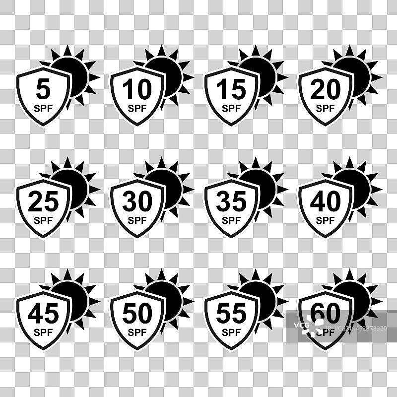 防晒系数图标紫外线辐射合集图片素材