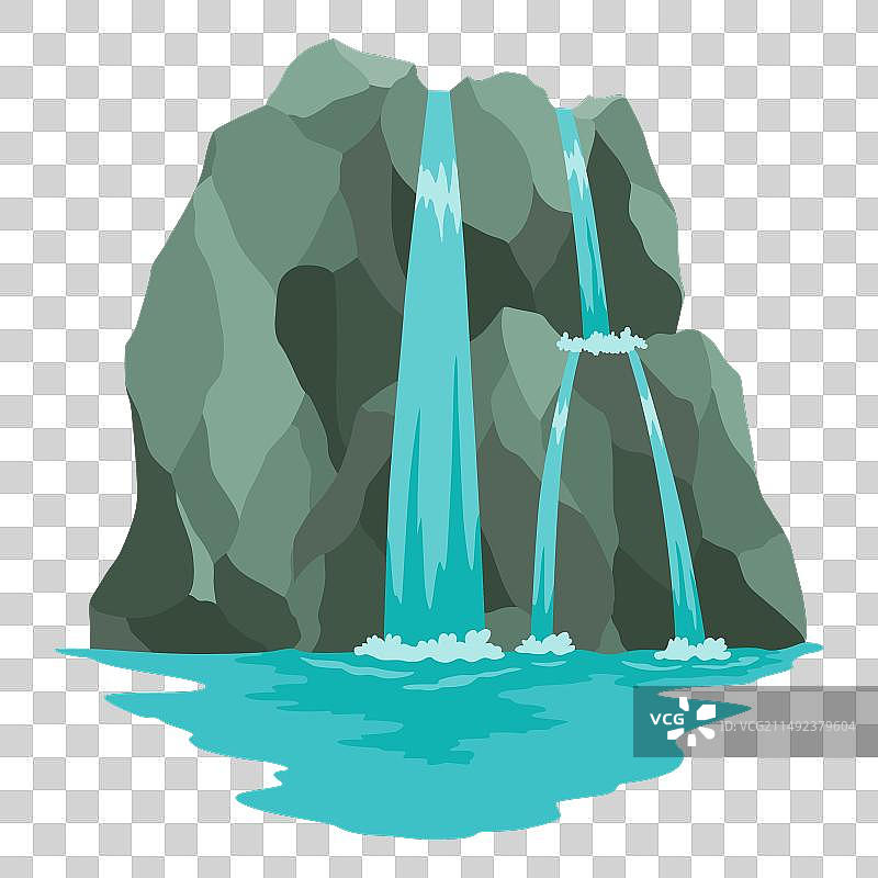 卡通河流瀑布景观图片素材