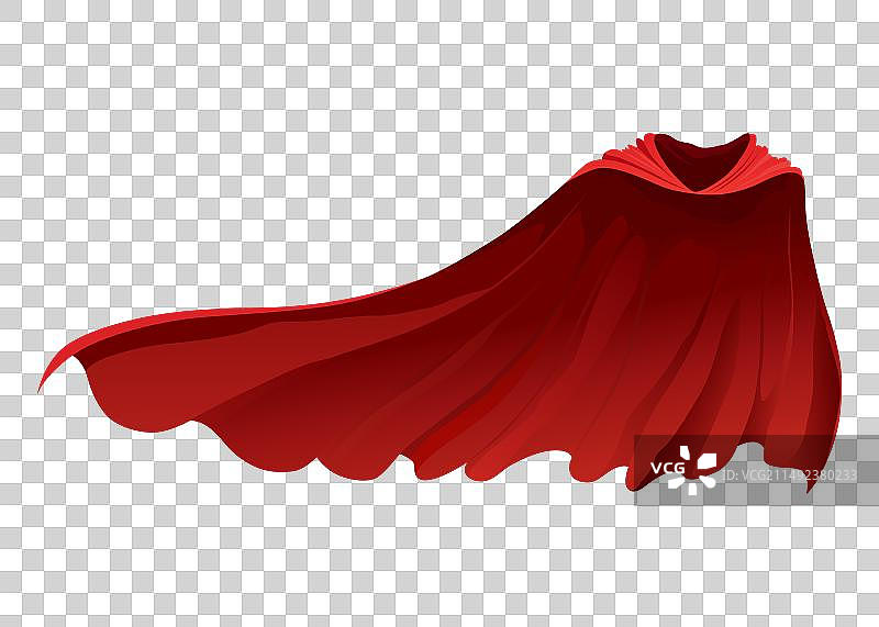 红色披风超级英雄正面图，猩红色织物图片素材