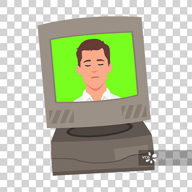 复古电视里的年轻男人图片素材