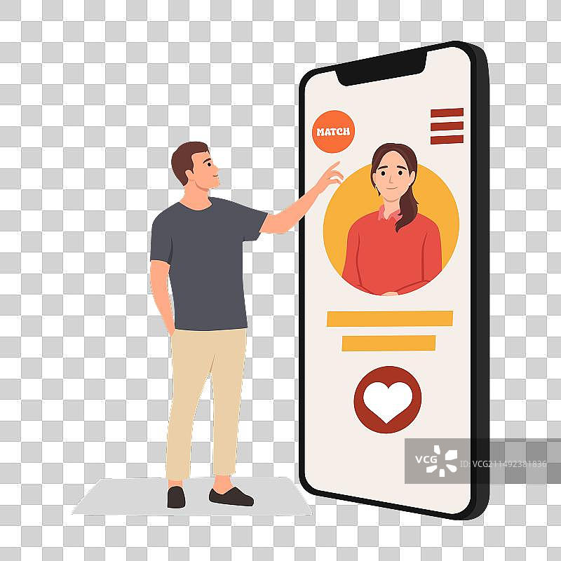 约会App扁平设计概念：男女图片素材