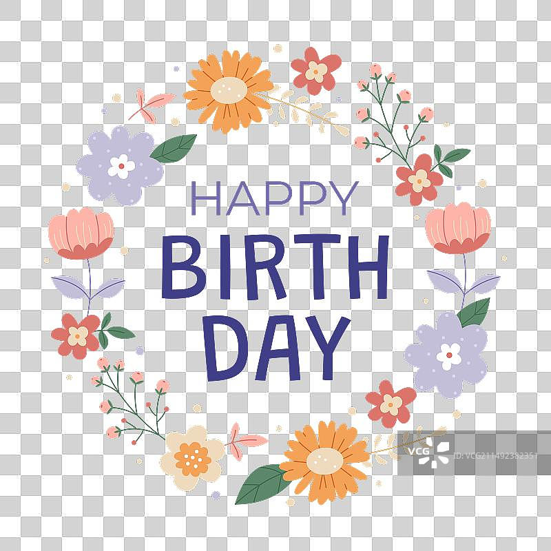 复古抽象生日贺卡设计套装图片素材