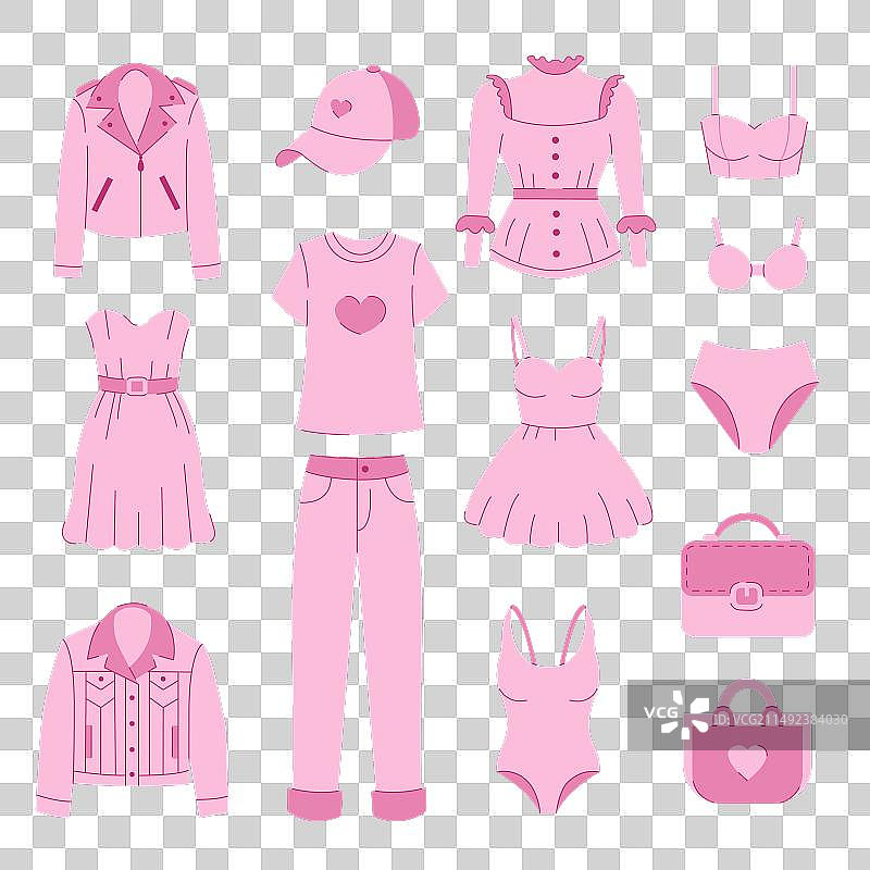 女童春夏粉色套装图片素材