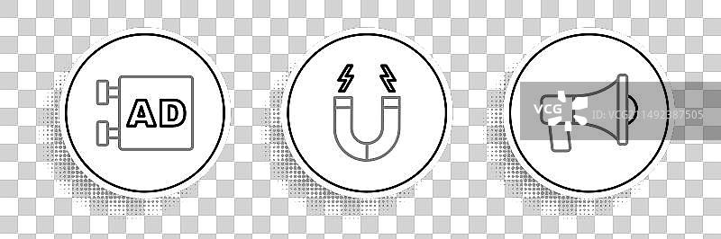 喇叭广告磁铁图标线条组合图片素材