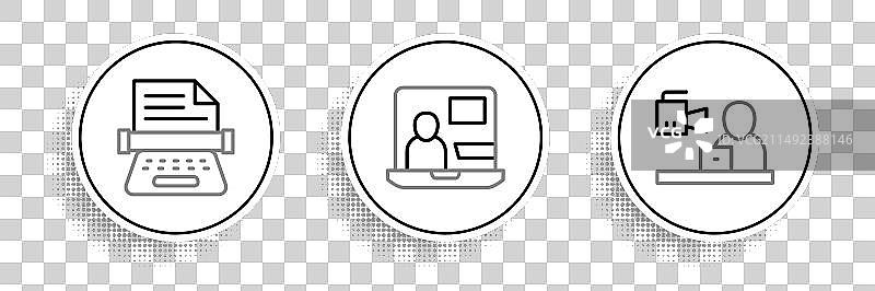 突发新闻复古打字机世界线条组合图片素材