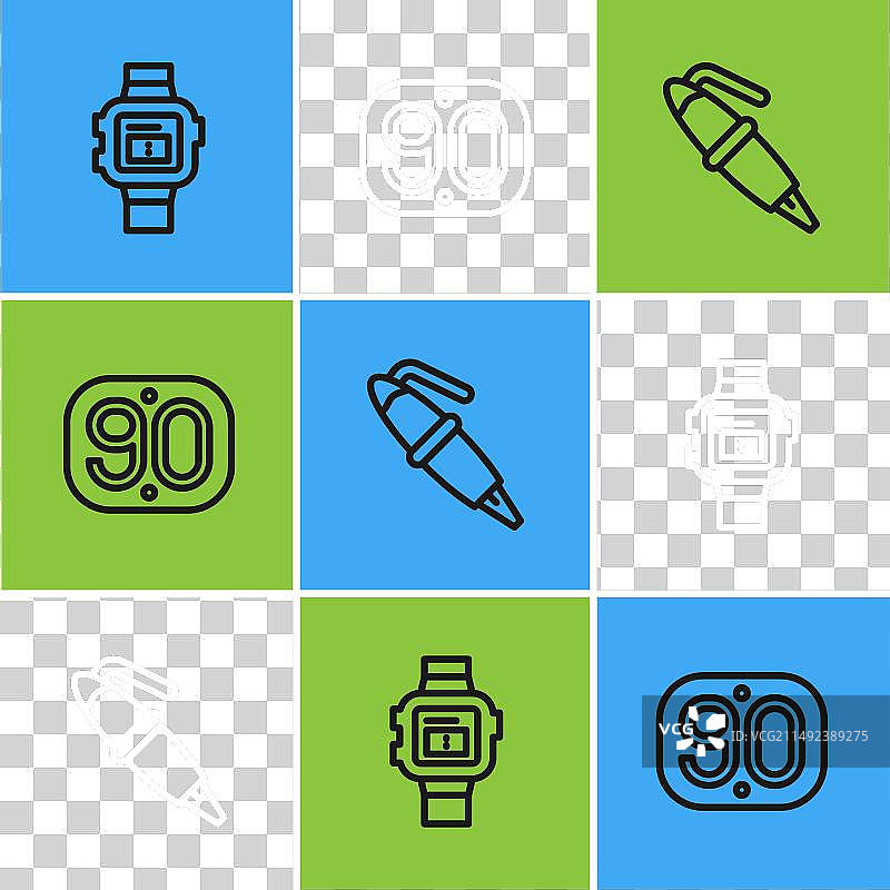 手表、钢笔尖和90年代元素图片素材