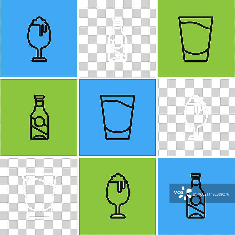 啤酒杯、小酒杯和啤酒瓶图片素材