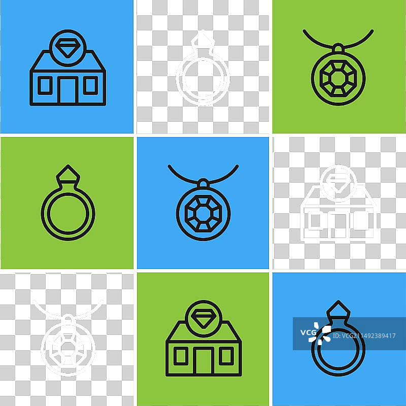 珠宝店吊坠项链线性组合图片素材