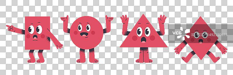 可爱的几何形状漫画矩形图片素材