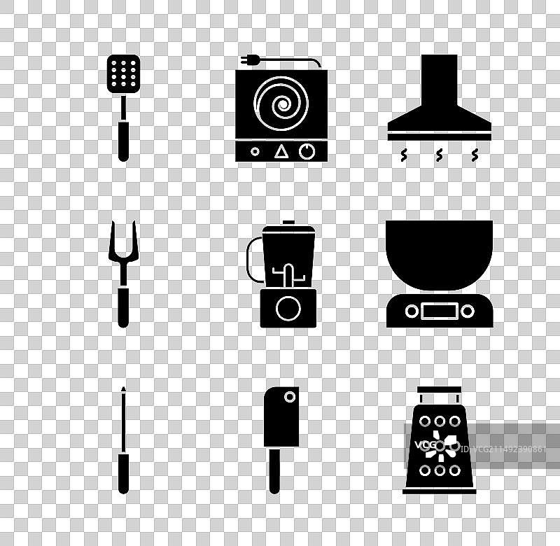 锅铲电炉厨房抽油烟机套装图片素材