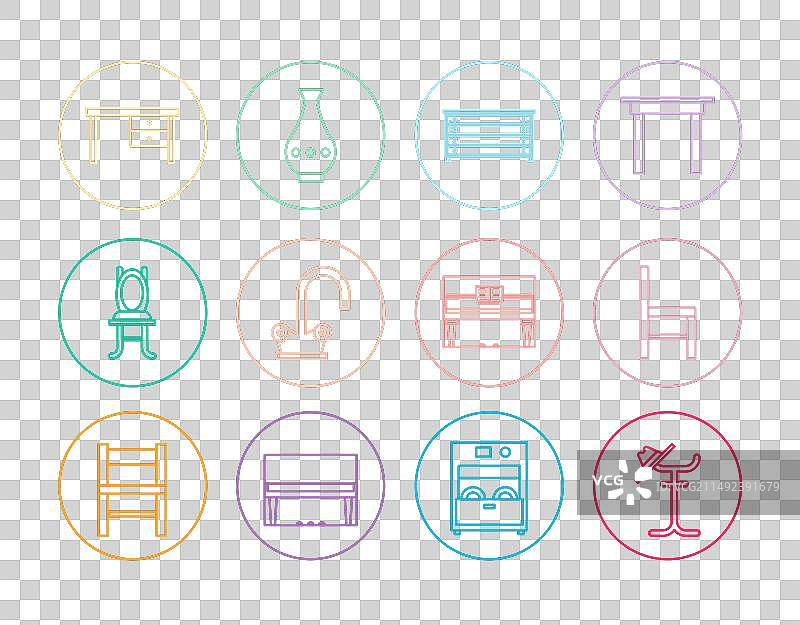 衣帽架椅子抽屉柜水线条图标图片素材