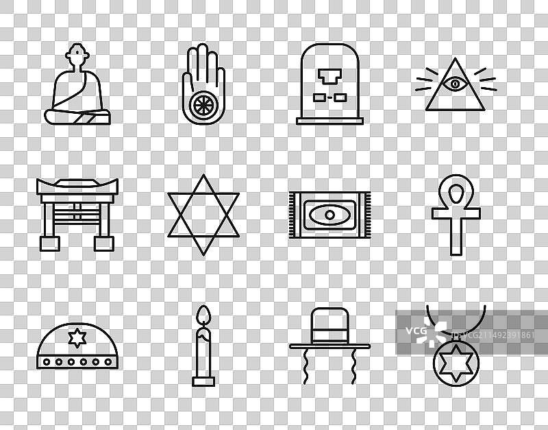 犹太小帽、大卫之星等线条元素图片素材