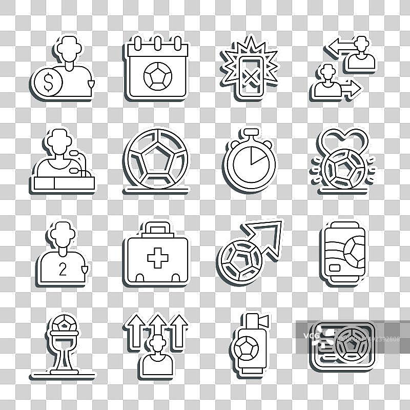 足球啤酒罐红牌线条组合图片素材