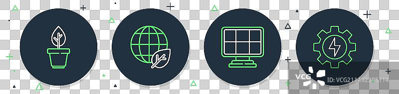 地球仪、树叶和太阳能电池板图片素材