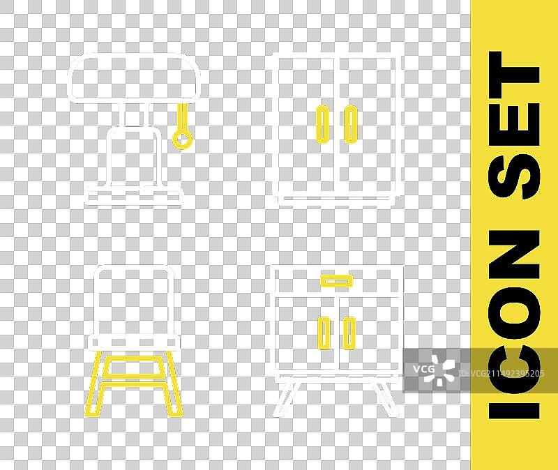 衣柜、抽屉柜、椅子等线性图标图片素材