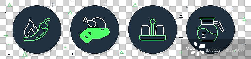 烤火鸡或烤鸡盐线条组合图片素材