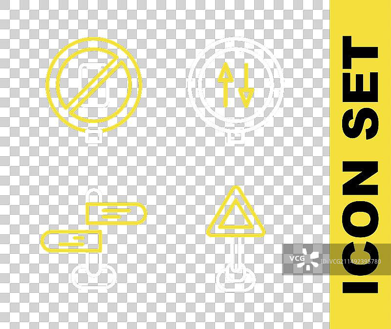 线条道路警示双向交通三角形图片素材