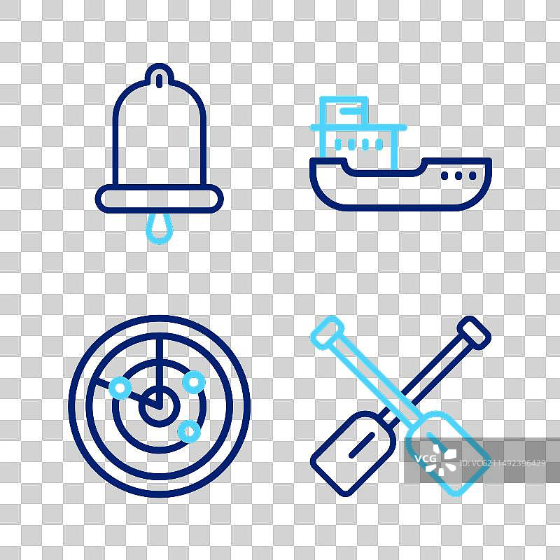 带有目标、货船的雷达显示器图片素材