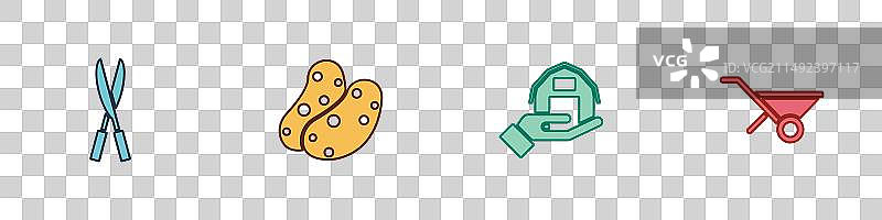 园艺手工剪刀土豆农舍套装图片素材