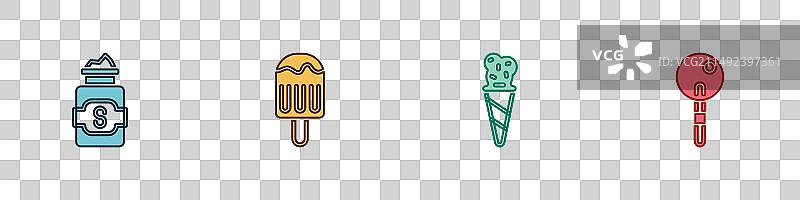 糖罐、蛋卷冰淇淋套装图片素材