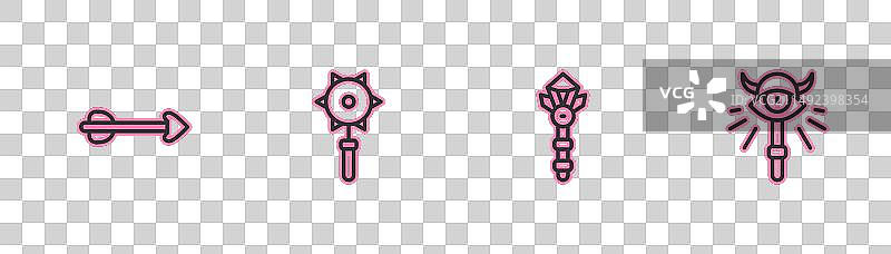 箭、魔杖、中世纪连枷图片素材