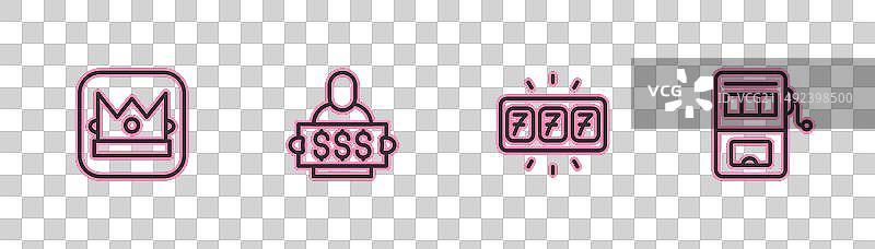 扑克牌老虎机线性组合图片素材