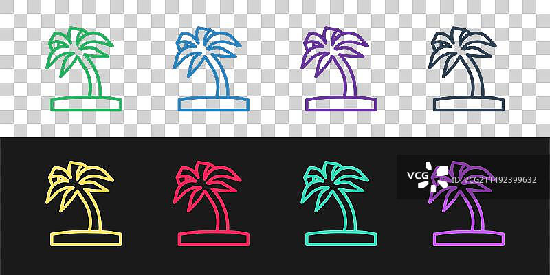 热带棕榈树线条图标图片素材