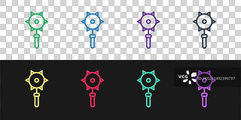 中世纪锁链钉头锤球形图标图片素材