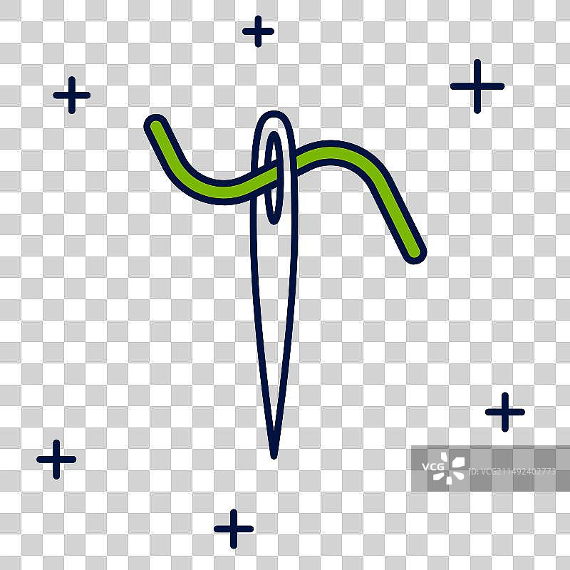 带线的缝纫针轮廓图标图片素材